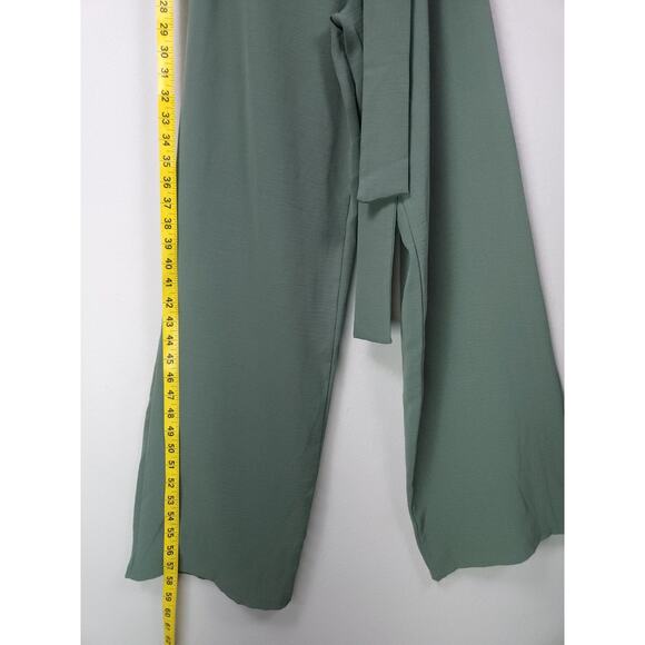 ZARA Sage Green Cowl Neck Wide Leg Jumpsuit with Belt – Size M - Picture 7 of 13